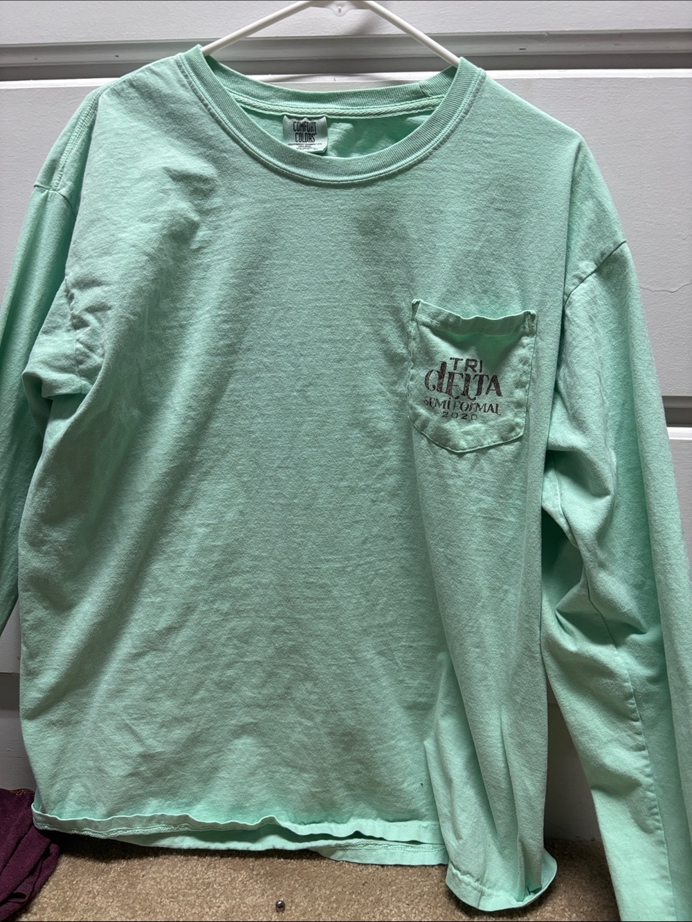 Comfort Colors Mint Green Long Sleeve Pocket Tee